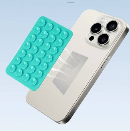 Lake Green 10 Pack Rectangular Silicone Suction Phone Mount Holder - 28 Cup Adhesive Sticky Pad for Hands-Free Selfies & Videos - Universal Grip for Mirrors & Glass