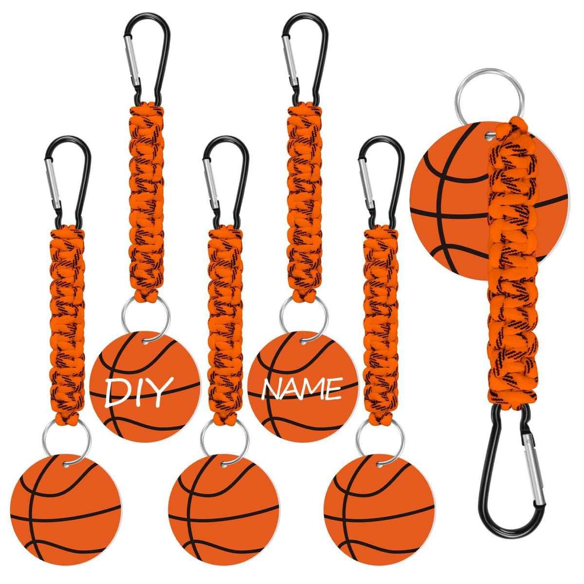Brown DIY Basketball Keychain – Acrylic Ball Pendant with Nylon Rope, 2-Pack