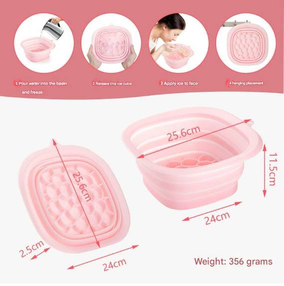 Green Collapsible Silicone Face Ice Basin | Portable Cold Therapy and Beauty Tool | Multi-Use Facial Spa