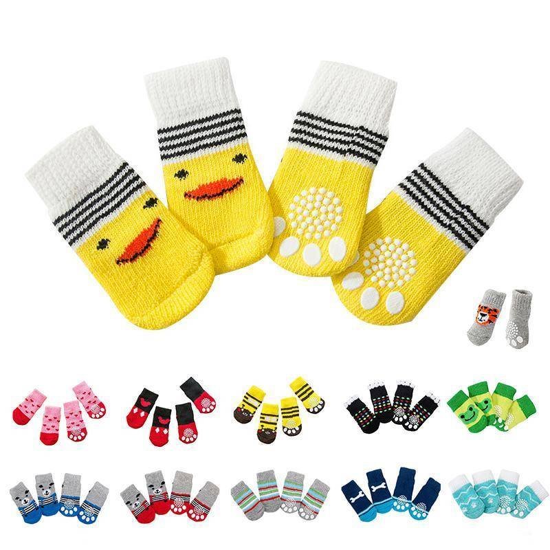 Dog Socks Non-Slip Grip Slip Anti-Slip - Puppy Cat Pet Shoes Slippers S Size - Red Heart