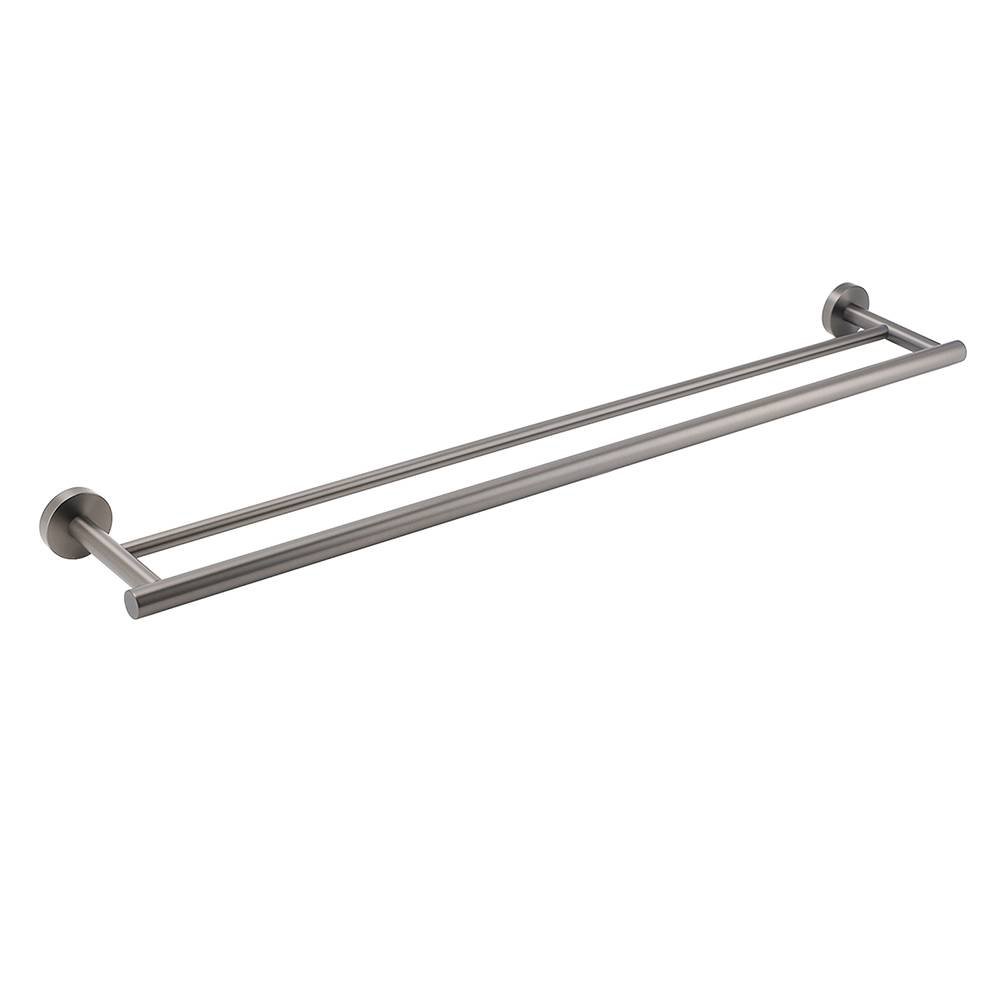 Gun Metal Stainless Steel 750mm Double Towel Rack Rail Holder Round Hanger Bar