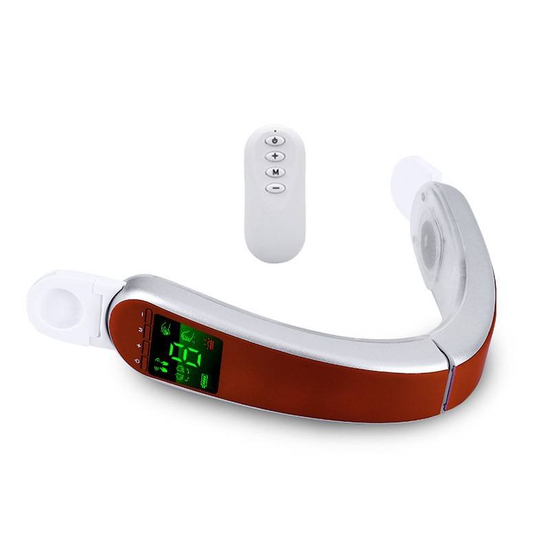 Electric EMS V-Face Shaping Massager Microcurrent Facial Lifting Device Double Chin Reducer with Remote Control & Heating Red