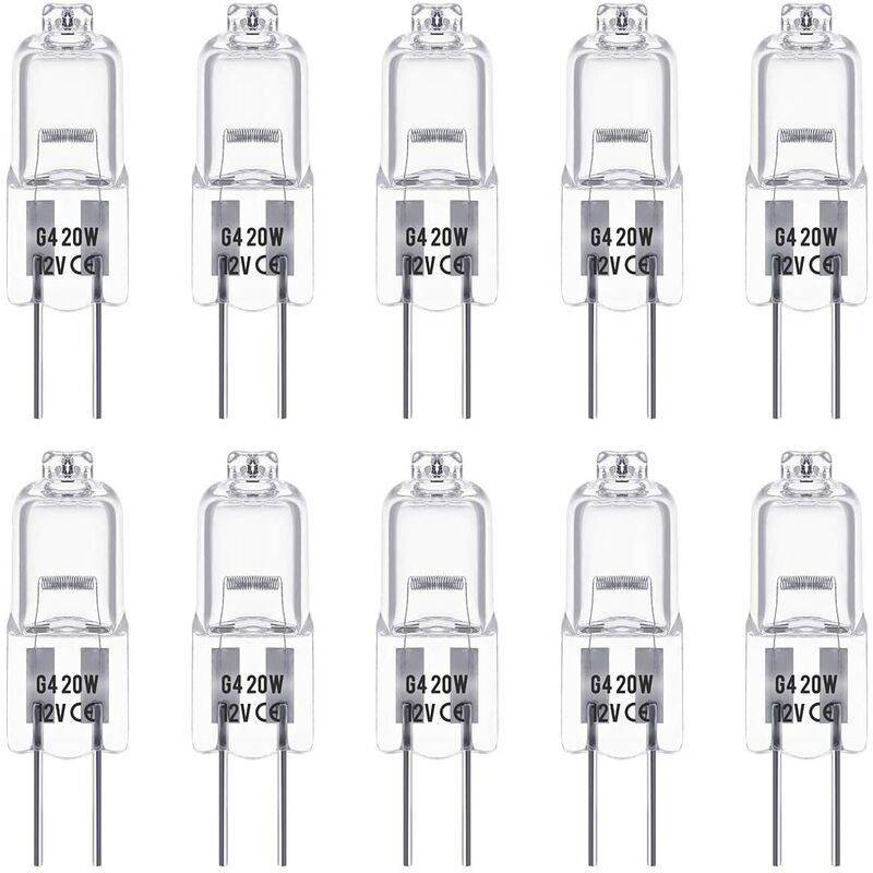 G4 Halogen Bulbs, 12V 20W Halogen Pin Base Lamp, Warm White 3000K, 350Lm, Dimmable, G4 Low Voltage Halogen Lamp, Clear