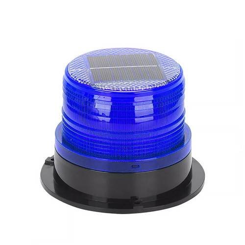 Solar Powered LED Flashing Beacon Light, 12-24V Amber Emergency Magnetic Warning Blue