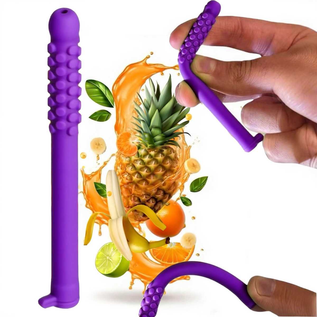 5 Pack Silicone Essential Oil Breathing Stick Chewable Fidget Tube for Stress Relief & Focus Mixed Berry Jam Scent Purple