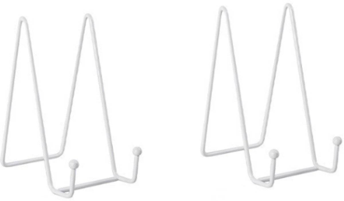 pieces - Plate stand - Display - Holder - Decorative plates - Books - Photo frame stand - Plates - Rack - Kitchen cabinet - Metal - white - 7.5*14 cm