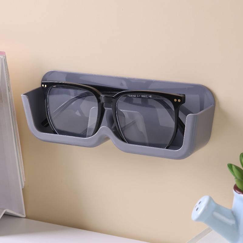 3-Pack Wall-Mounted Glasses Organizer - PET Bedside Bathroom Eyewear Storage Shelf, Anti-Pressure & Space-Saving(Grey)