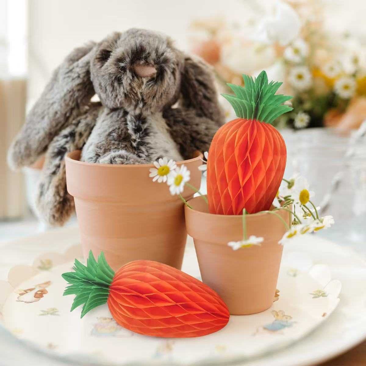 Easter Carrot Honeycomb Decorations – 10-Piece Set of 20cm Paper Carrots, Hanging Ornaments for Party and Home Decoration