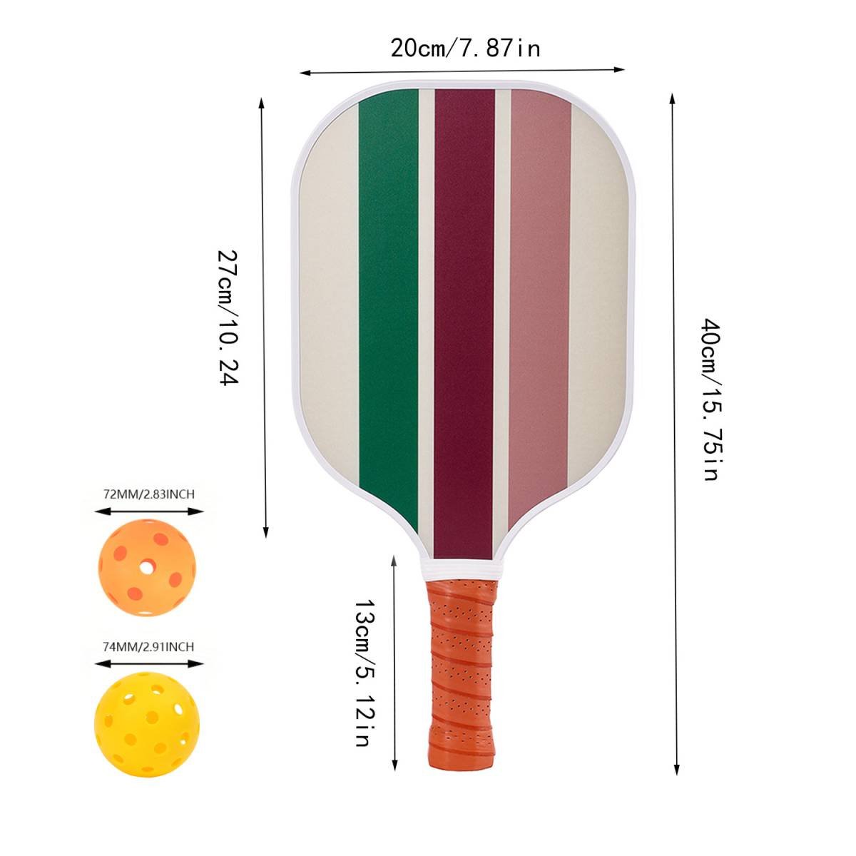 Colorful Stripes Professional Fiberglass Pickleball Paddle Set - Lightweight Sports Equipment with Carry Bag & 4 Balls & 2 Paddles