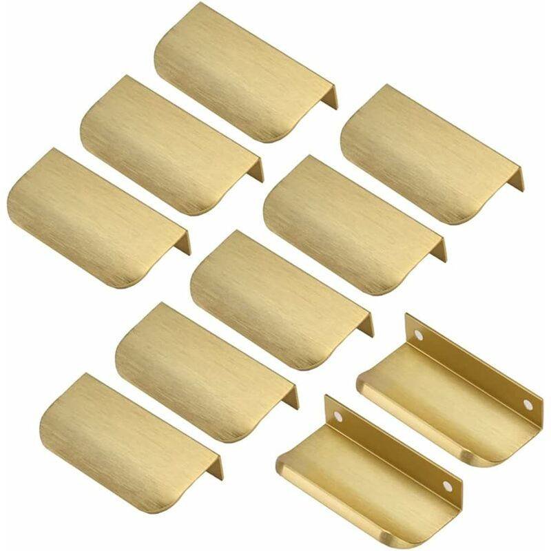 Invisible Gold Handle, 10 Pieces Gold Handle Gold Furniture Handle Invisible Furniture Handle Center Distance 64Mm