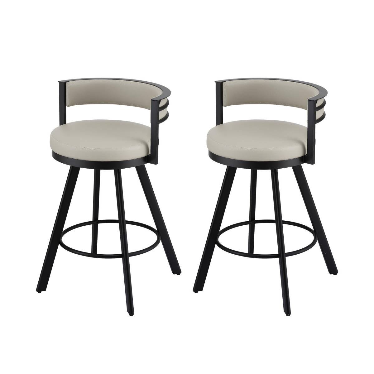 Artiss Bar Stools Set of 2 Swivel Kitchen Chair Metal Counter Beige Leather