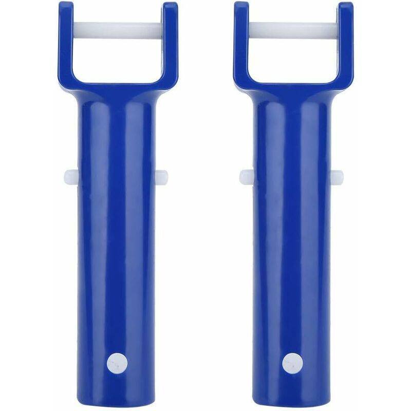 2 pcs V-Shaped Head Handle, Blue Swimming Pool V-Shaped Clip Brush Head Handle Replacement Pool Accessories
