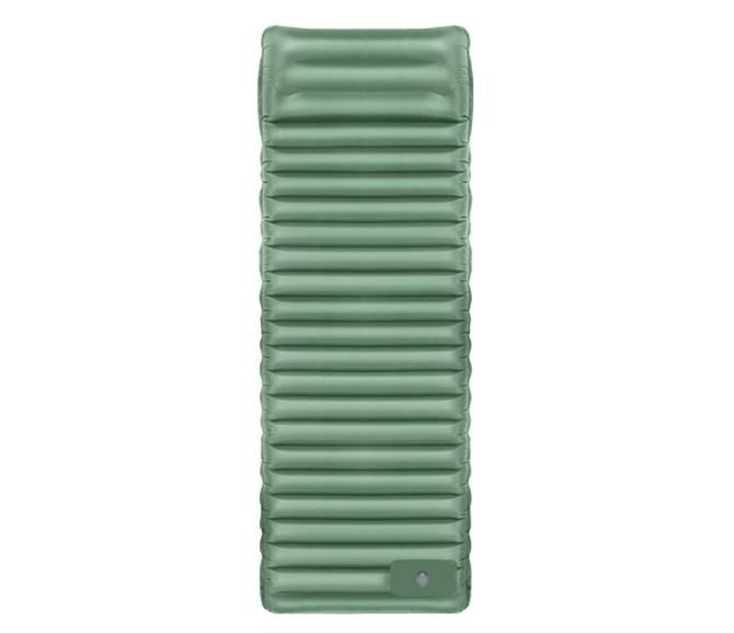 Outdoor Camping Self-Inflatable Air Mattress Portable Foot Press Beach Picnic Mat Foldable TPU Sleeping Pad Green and Grey