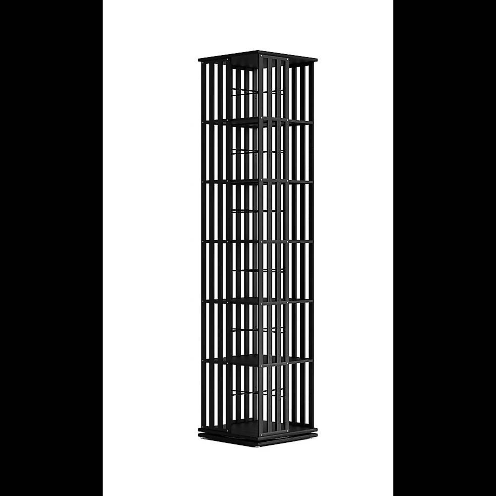 360 Rotating Bookshelf Bamboo Storage Display Rack Shelving in Black