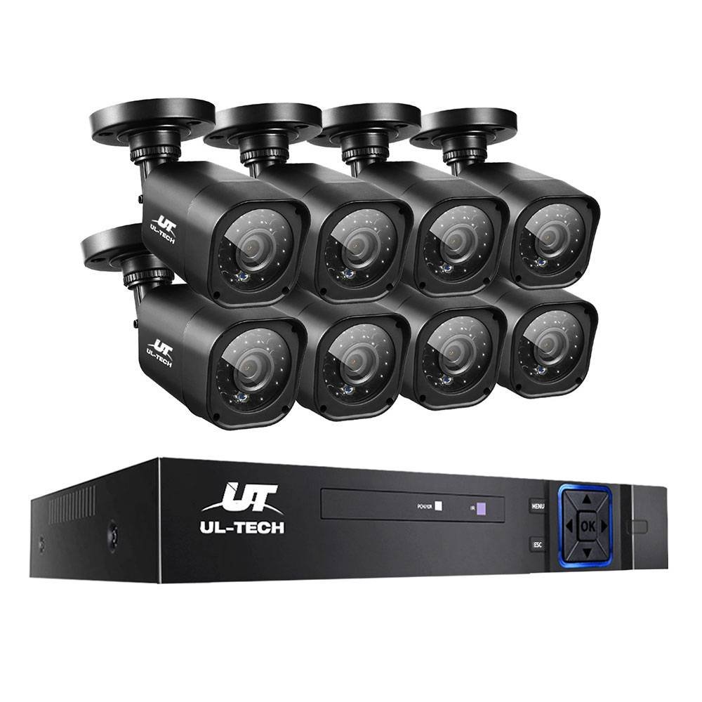 UL-TECH 1080P Security Camera System 8CH DVR with 8 CCTV Square Cameras