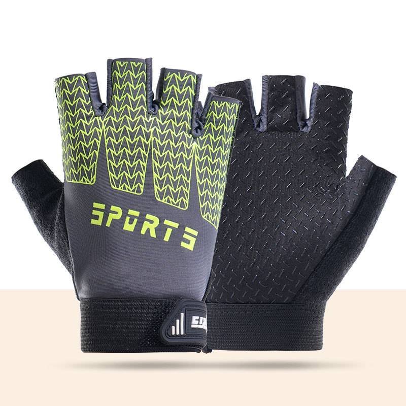 Black and Green Breathable Half-Finger Cycling Gloves for Kids - Non-Slip Silicone Grip, Ice Silk & Shock-Absorbing Sports Mitts (M Size)