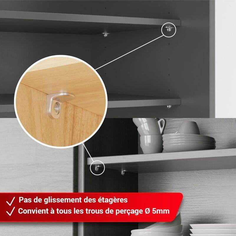 50 pcs Double Tenon Corner Brace Shelf Brackets - 5Mm Safety Shelf Brackets - Nickel Plated Zamak Shelf Support