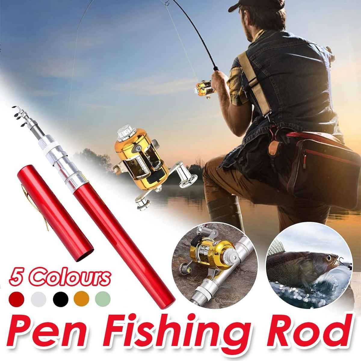 Mini Pen Fishing Rod Pocket Size Portable Telescopic Travel Fishing Pole Tool - Silver