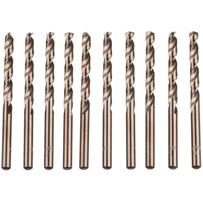 10 pcs M35 Hss Cobalt Gold Twist Drill Bits Metric High Speed Steel 6Mm X 93Mm For Drilling Stainless Steel And Metal