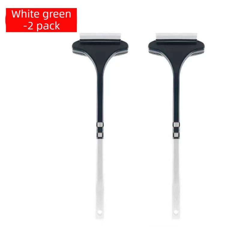 2-Pack 2-in-1 Professional Window Screen Brush & Glass Cleaner - Detachable Long-Handle Squeegee & Scrubber (White Green)
