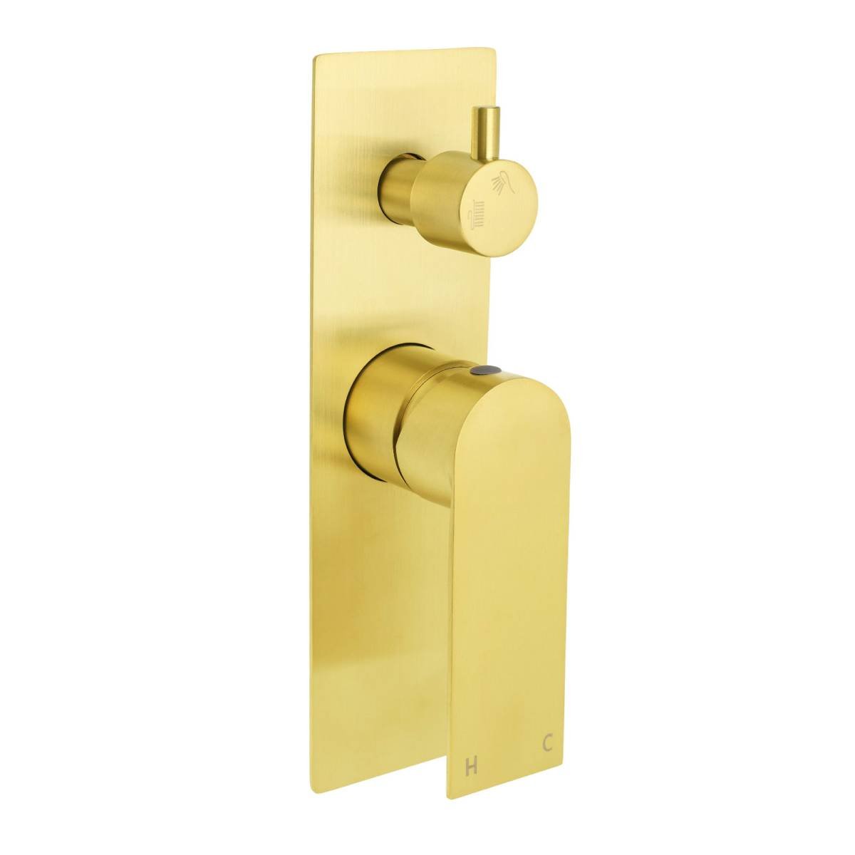 Brushed Gold Bathroom Square Concealed Shower Mixer Diverter Switch Wall Mounnt