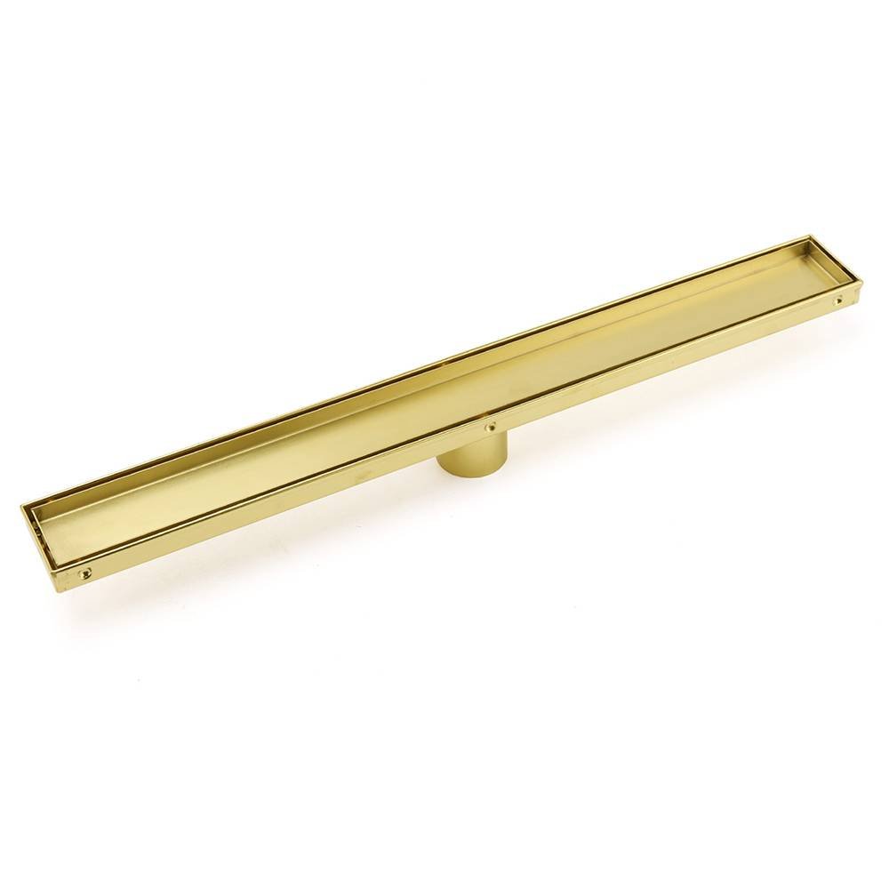 Brushed Gold 600mm Tile Insert Linear Shower Grate Floor Drain 50mm Outlet Waste