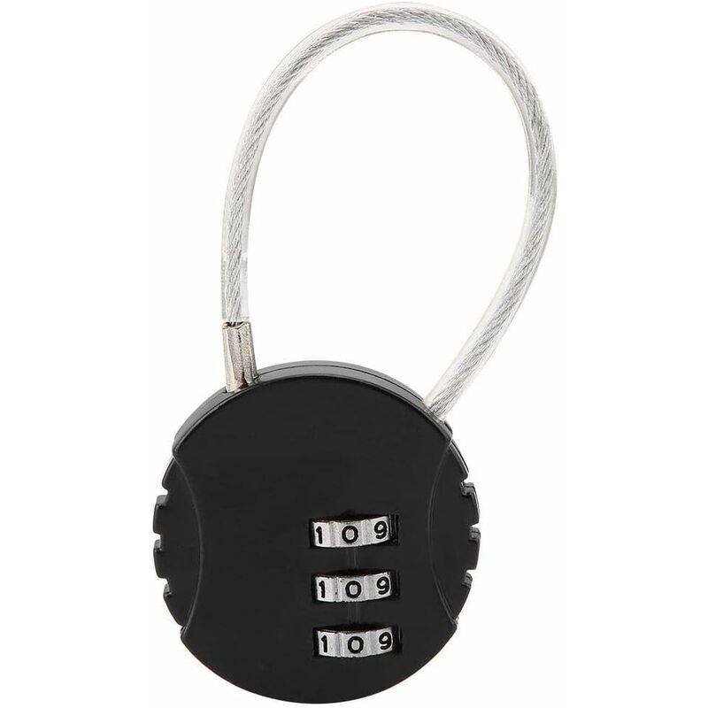 Security Padlock, Combination Lock Code Lock Travel Lock With Steel Cable 3 Digit Luggage Lock For Suitcases And