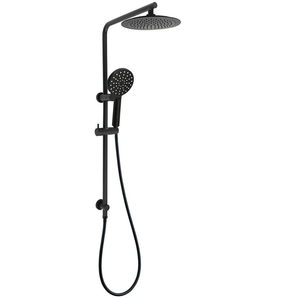 Matt Black 2in1 Round 9" Rainfall Shower Head & 3 Modes Handheld Silde Rail Set