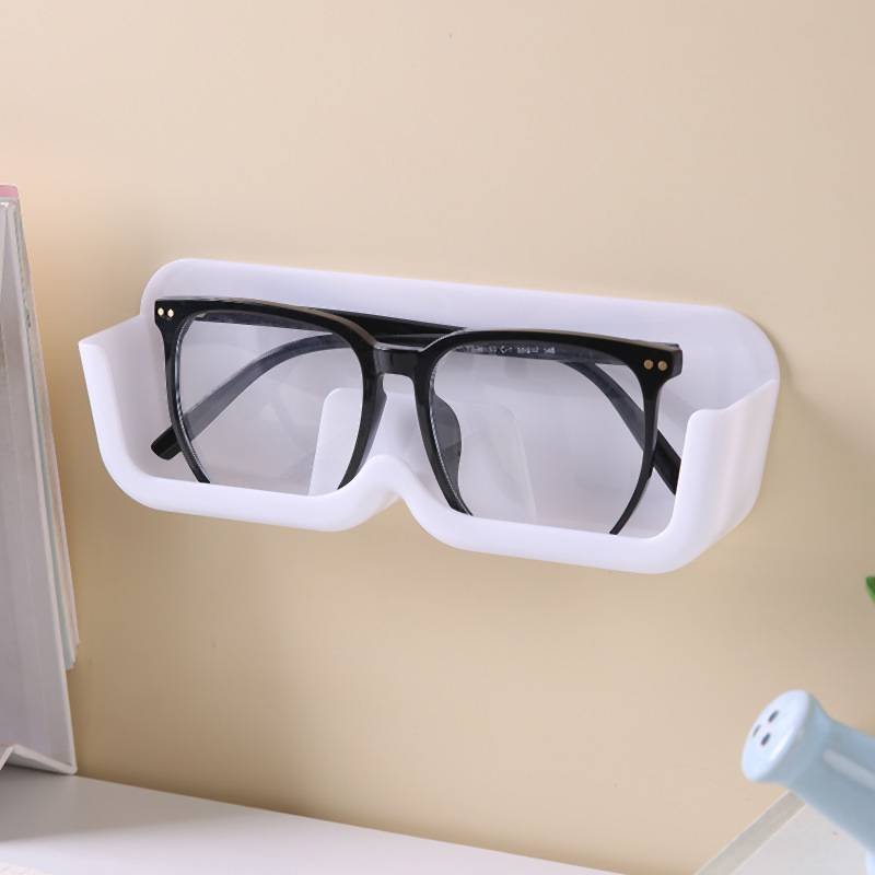 3-Pack Wall-Mounted Glasses Organizer - PET Bedside Bathroom Eyewear Storage Shelf, Anti-Pressure & Space-Saving(White)
