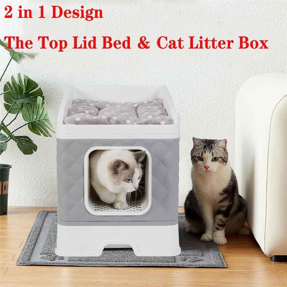 Large Hooded Cat Litter Box with Enclosed Top