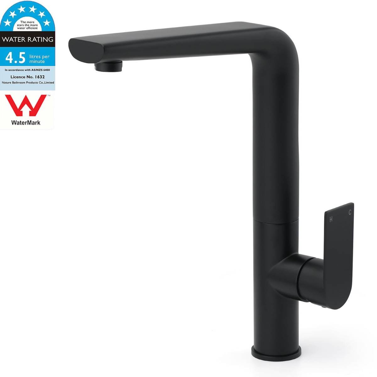WELS Matte Black Round Kitchen Mixer Sink Tap Swivel Laundry Faucet Spout NEW