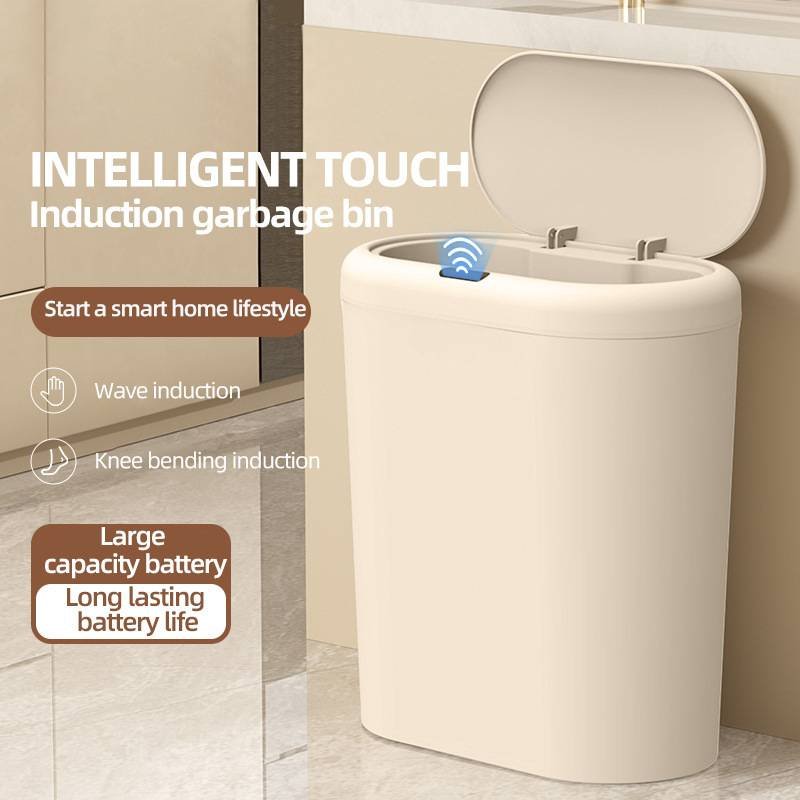 Grey Smart Sensor Trash Can – 15L Capacity, Compact Design for Home Use with Automatic Induction Opening(Three sensor modes)
