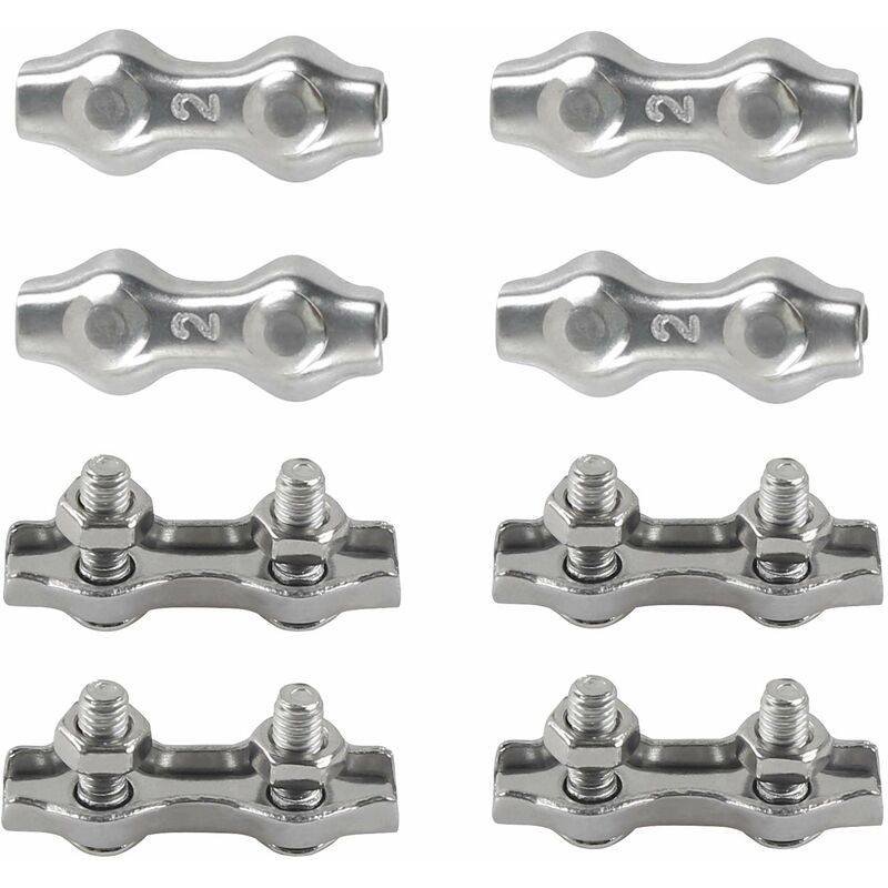 M2 Duplex Cable Clips 304 Stainless Steel Duplex Cable Clips For Wire ROpe Clotheslines Sun Sails Hanging Patio Fixed 8