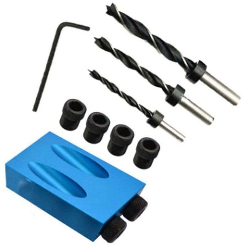 15 Degree Angle Drilling Kit For Wood With Guide Template Drill Bits And Holes 6/8/10Mm