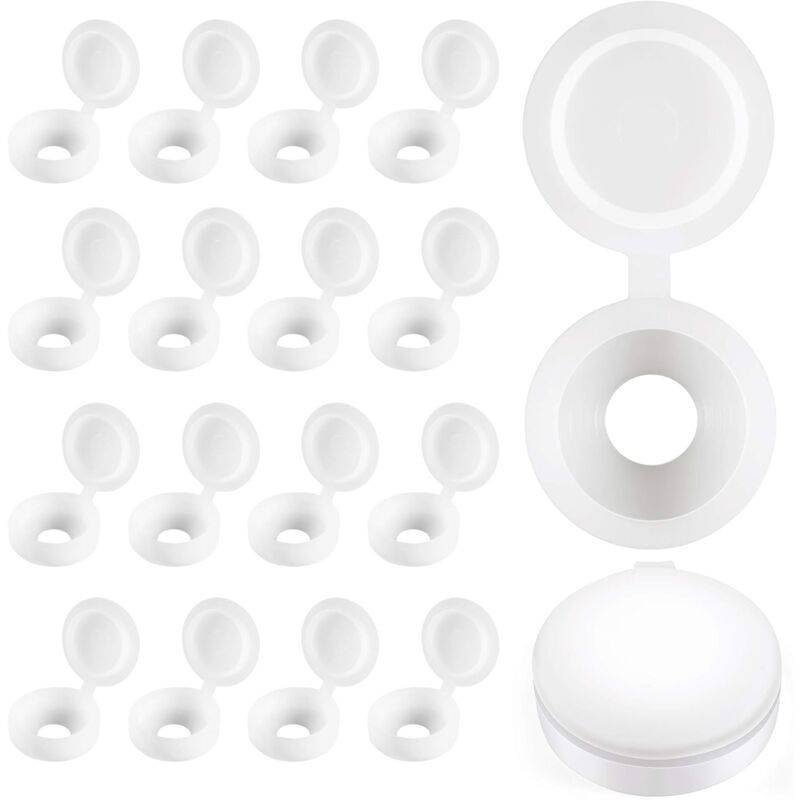 Plastic Hinged Screw Covers Fold Screw Covers Washer Flip Tops White