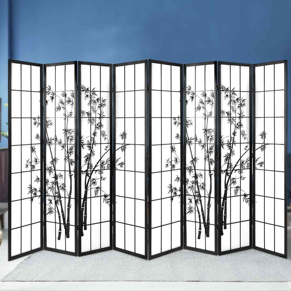 Artiss 8 Panel Room Divider Screen 348x179cm Bamboo Black White