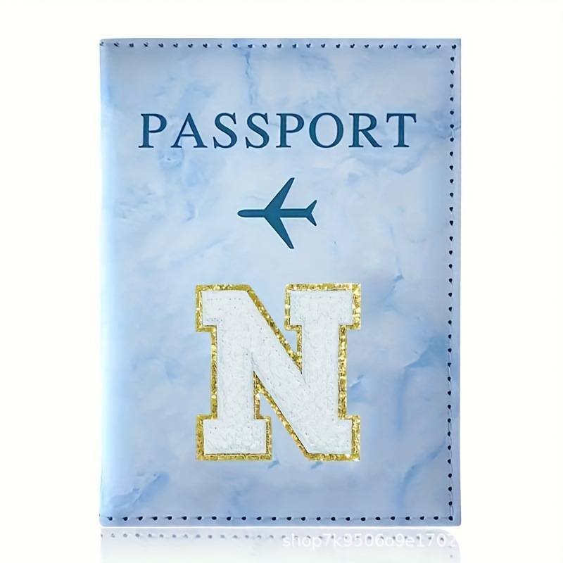 Fashion Initial Letter Passport Holder Stylish Travel Wallet Cover with Alphabet Pattern – Design N
