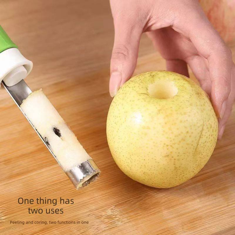 2-in-1 Apple Corer & Peeler Stainless Steel Fruit Prep Tool Kitchen Gadget Red