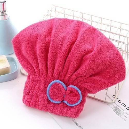3-Pack Rose red Thickened Coral Fleece Hair Drying Towel Cap – Double-Layered Absorbent Turban with Bow Design for Fast Drying and Gentle Care