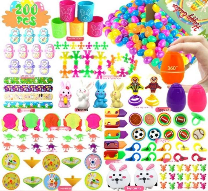 200 PCS Easter Eggs with 200 Toy Fillers - Mega Bulk Party Set - Plastic Shells & Assorted Mini Prizes - Ideal for Community Events & School Fundraisers