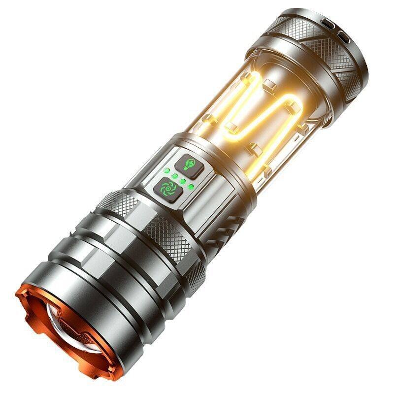 Flashlight - Type-C Super Bright Rechargeable - Multifunctional Large Capacity - Camping - Black - 16.8*5*4.5cm