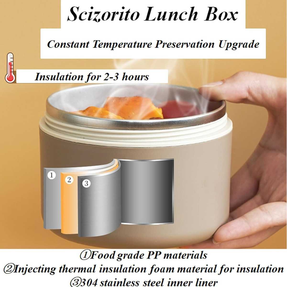 2-Pack Brown 304 Stainless Steel Microwave-Safe Lunch Box Set - Stackable Insulated Bento Containers for Office & School