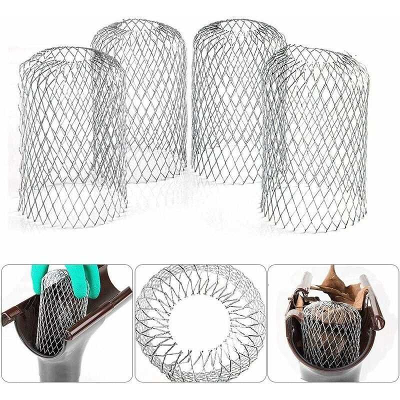 4 Flexible Aluminum Gutter Filters Diameter 8Cm Mesh Grille Stop Leaf Toad Strainer Leaf Guard Gutter Cover To Protect