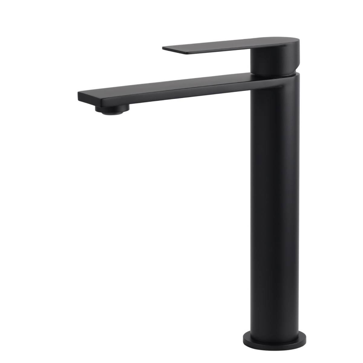 WELS Matt Black Square Tall Flat Lever Handle Basin Mixer Vanity Sink Faucet Spout