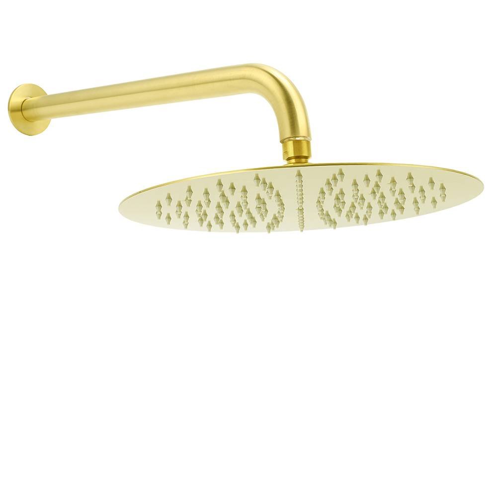 PVD Brushed Gold 12" Shower Rain Head 355mm Straight Wall Mount Arm Bathroom Set