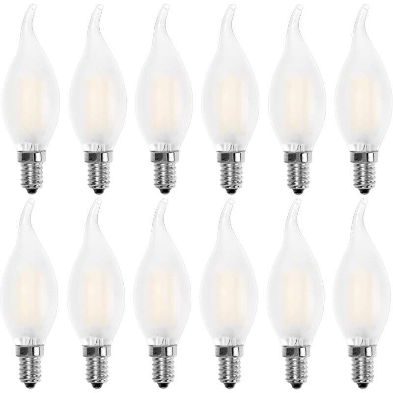 LED Bulb E14 Flame, Candle Shape, Warm White 2700K, 4W Incandescent Equivalent 40W, 400Lm, Pack Of 12 [Energy Class A+]