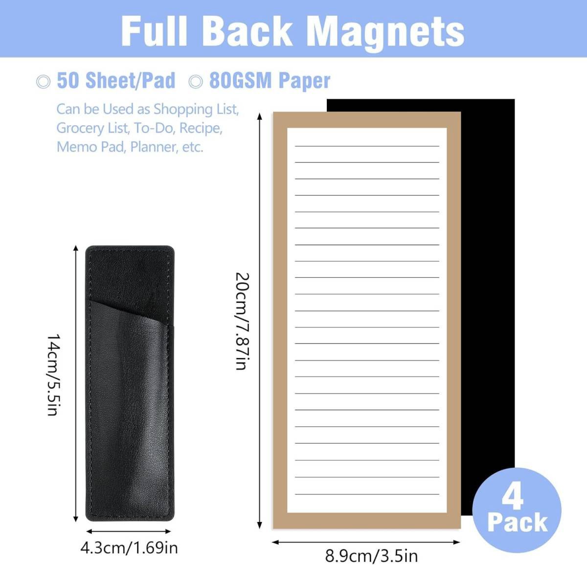 Magnetic Notepad Fridge - To Do List - Grocery List - Memo Pad - Task List - Writing Pad - Magnetic Lists - Weekly Planner - Checklist - Notebook - Desk Accessories - Earth Tones - 4 Pieces