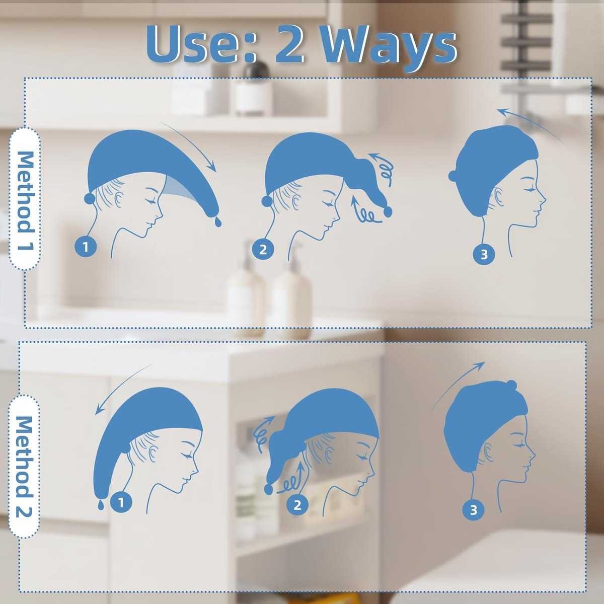 Towels - 4 pcs - Wet Hair Towel - Dry Hair Towel - Long Hair Headband - Women's Towels - Bathroom Amenities