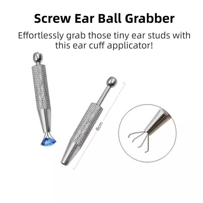 Stainless Steel Earring Wearer Helper - 4-Prong Grabber Tool , Ear Stud Threaded Ball Fixed Aid (6CM)