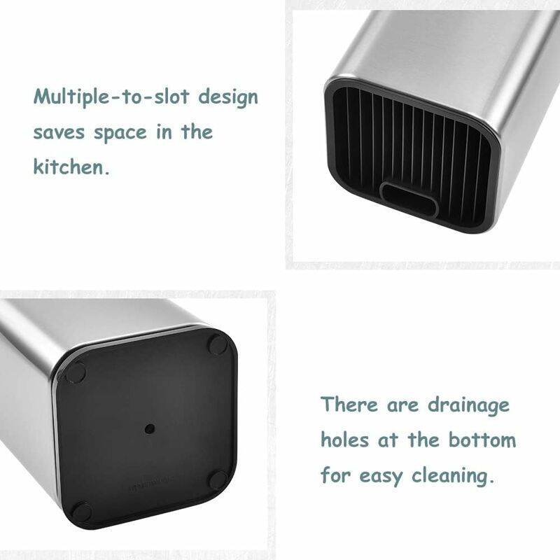 Knife Block, Stainless Steel Knife Holder, Kitchen Knife Holder, Square Knife Holder, For Knives And Scissors (Square)